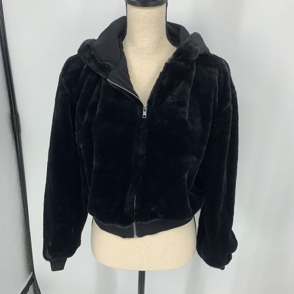 topshop faux fur hoodie